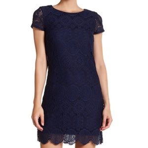 Laundry by Shelli Segal Navy Blue Lace Crochet Shift Dress 4
